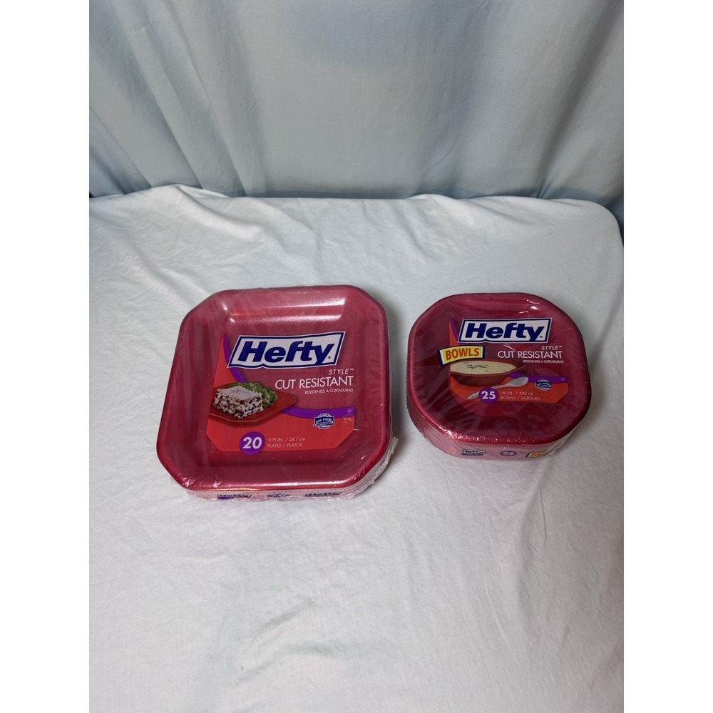 HEFTY Elegant Ware Red Ultra Strong Heat & Cut Resistant Lunch Plates & Bowls